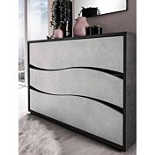 Comò moderno, finitura grigio resina chiaro e grigio resina scuro, made in Italy