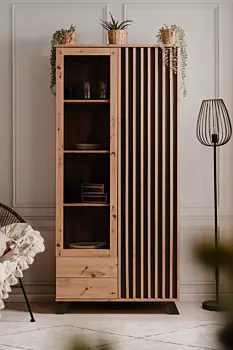 Offerta Vetrina stile nordico, finitura Rovere Oak e Antracite 