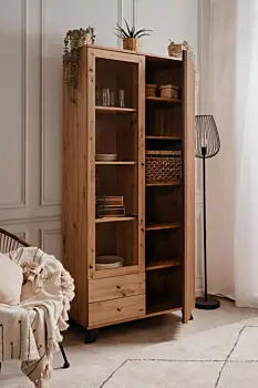 Offerta Vetrina stile nordico, finitura Rovere Oak e Antracite 