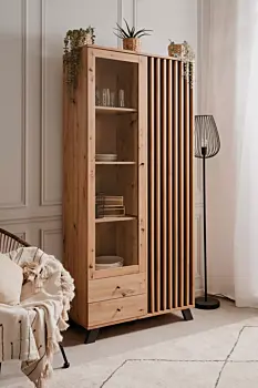 Offerta Vetrina stile nordico, finitura Rovere Oak e Antracite 