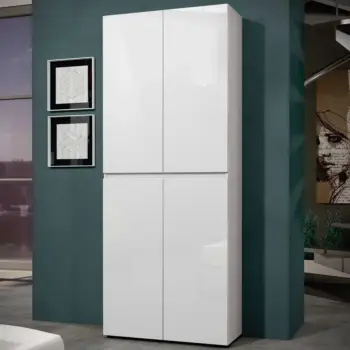Armadio multiuso 4 ante minimal Bianco lucido in offerta