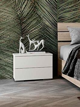 Set Completo con Comò e Comodini, Bianco Nobilitato