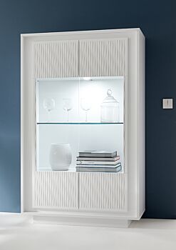 Vetrina Design Moderno, 2 ante Alta, Bianco Opaco con frontali serigrafia Sigaretta