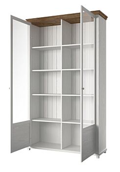 Capiente e elegante vetrina 2 ante finitura bianco frassinato e rovere